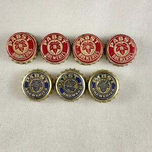 Vintage Pabst Breweries Cork Lined Bottle Caps Red & Blue Lot Of 7 Collectible M